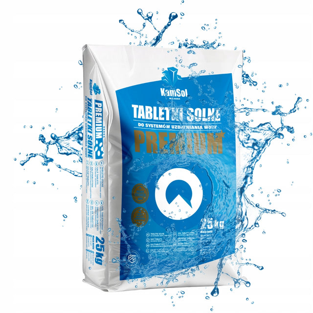 Premium - tabletki solne do zmiękczaczy 25kg - 99.9 % NaCl 25 l biały