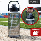 Butelka Motywacyjna Bidon na Wodę ze Słomką z Uchwytem Miarką 2000 ml 2l pojemnik do napojów plastikowy czarny