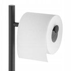 Stojak na papier toaletowy czarny szczotka do WC toalety bambus zamknięta uchwyt wolnostojący metalowy zestaw