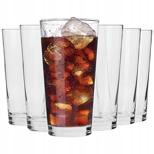 Wysokie szklanki Pure krosno 6szt 350ml do napojów wody soku drinków przezroczyste szkło, lemoniada, koktajle, można myć w zmywarce