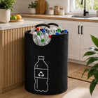 Torba kosz pojemnik do segregacji butelek puszek czarna czarny 82 L worek na odpady recykling selektywny do zbiórki