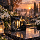 Znicz Solarny na Grób Wieczna Latarenka Statuetka na Cmentarz LED 18 cm lampion nagrobny, ozdoba mogiły, świecąca