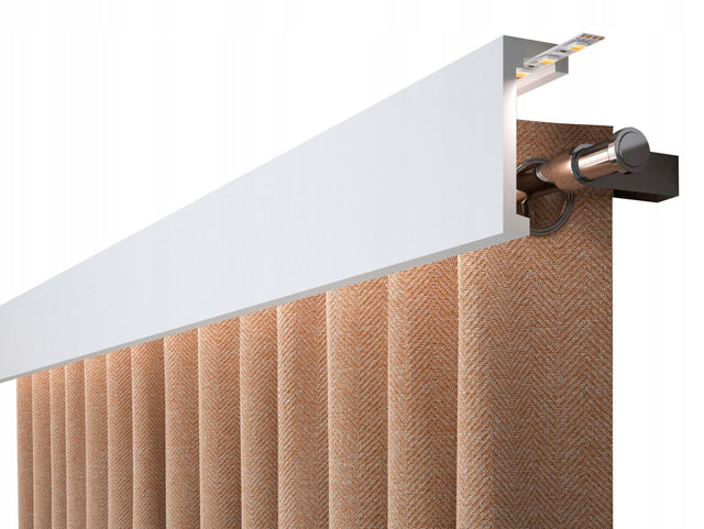 Listwa do zabudowy karnisza LED 10cm Mardom QL026 maskownica sufitowa, osłona szyny okiennej, polistyren, 100 mm x 240 cm