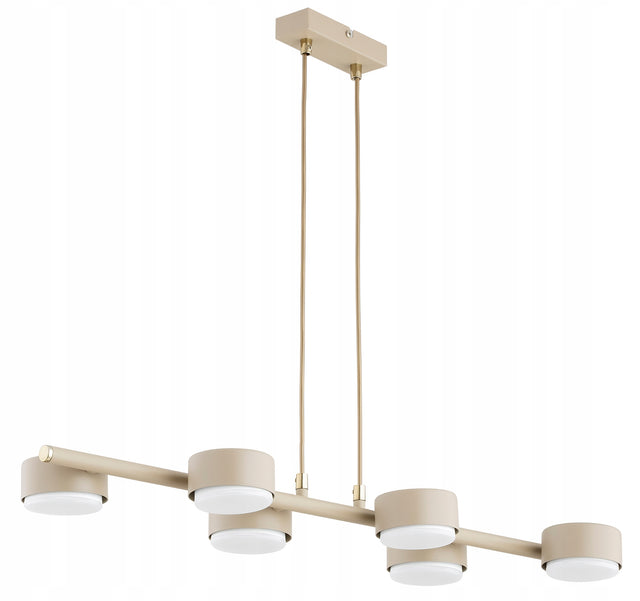 Beżowa Lampa Wisząca Żyrandol Zwis Gx53 Ecru Mono 6-punktowa metalowa oprawa sufitowa do salonu i jadalni, 30 w