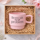 Kubek ryflowany różowy prezent do pracy brzmi JAK NIE MÓJ problem ciastko ceramiczny 300 ml, naczynie na kawę i herbatę