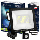 Halogen LED z czujnikiem ruchu 100W lampa Reflektor Naświetlacz zewnętrzny do ogrodu, garażu i podjazdu, 6000 K, IP66
