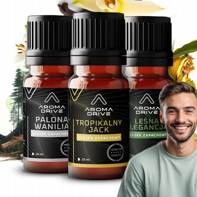 Zapach dla mężczyzny Zapach do auta do dyfuzora olejki zapachowe na prezent zestaw 3 aromatów, esencje do samochodu, odświeżanie wnętrza