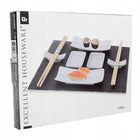 ZESTAW DO SUSHI DLA 2 OSÓB DUŻY KOMPLET+TACA ŁUPEK serwis japoński, porcelanowe naczynia, bambusowe akcesoria, mata do