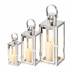 3X lampion szklany Duży Srebrny Latarnia Lampa Zestaw Lampionów lampiony latarenka dekoracyjna metalowa 65 cm do wnętrz