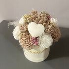 Ręcznie robony Flowerbox bukiet ze świec Prezent na dzień nauczyciela sojowe, boho, dekoracja do domu dla mamy, 22 cm