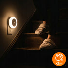 Lampka nocna do kontaktu LED z czujnikiem ruchu zmierzchu lampa do sypialni oświetlenie orientacyjne, okrągłe, 0,5 w