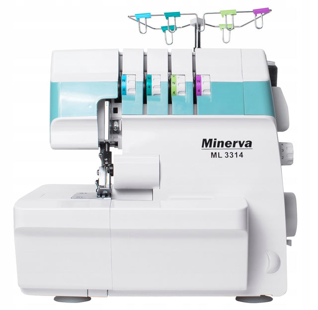 Maszyna do szycia Minerva ML3314 owerlok overlock domowy 4-nitkowy ścieg zygzakowy, haftowanie, obszywanie dziurek, przyszywanie guzików