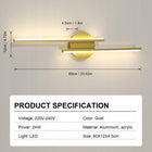Kinkiet LED lampa ścienna złota nowoczesna do salonu korytarza 24W 4500K 60cm oprawa aluminiowa 2 punkty świetlne