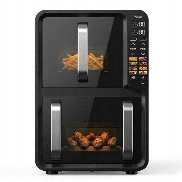 Frytkownica beztłuszczowa dwukomorowa pionowa voksar R11 AIR fryer 13l XXL czarny