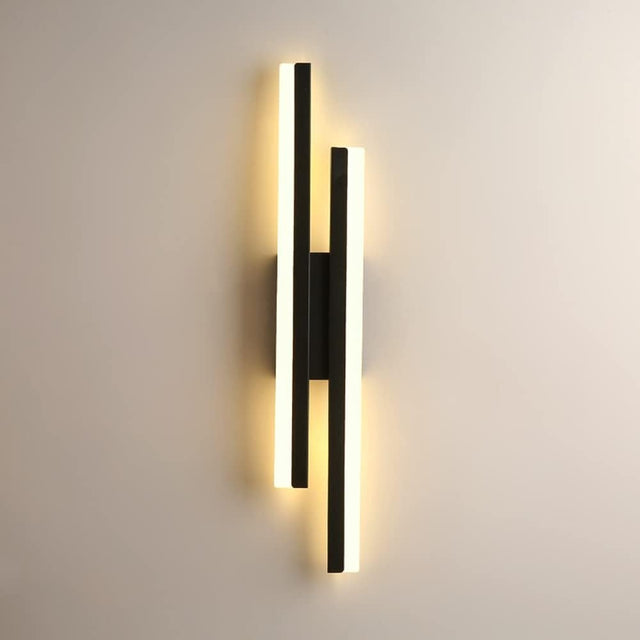 Lampa liniowa ścienna LED kinkiet czarna nowoczesna 3000K/4500K/6500K 16W do salonu i sypialni, aluminiowa, 2 punkty świetlne, długość 40 cm