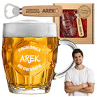 Kufel do piwa z grawerem Prezent na Urodziny 500ml i otwieracz szklany pokal, naczynie z podwójną ścianką, bezbarwne