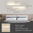 Lampa LED kinkiet ścienny biała nowoczesna salonu korytarz 4500K 24W 60cm oprawa do sypialni i przedpokoju, metalowa, 2