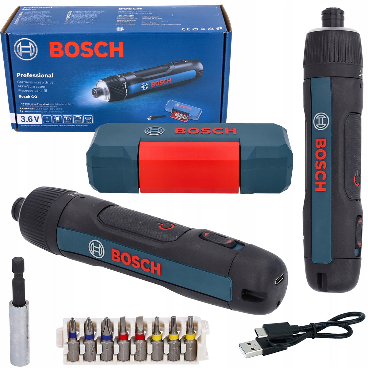 BOSCH GO 3 Inteligentny Śrubokręt akumulatorowy wkrętak elektryczny do montażu mebli, 3,6 V, moment 5 Nm, pojemność 2 Ah