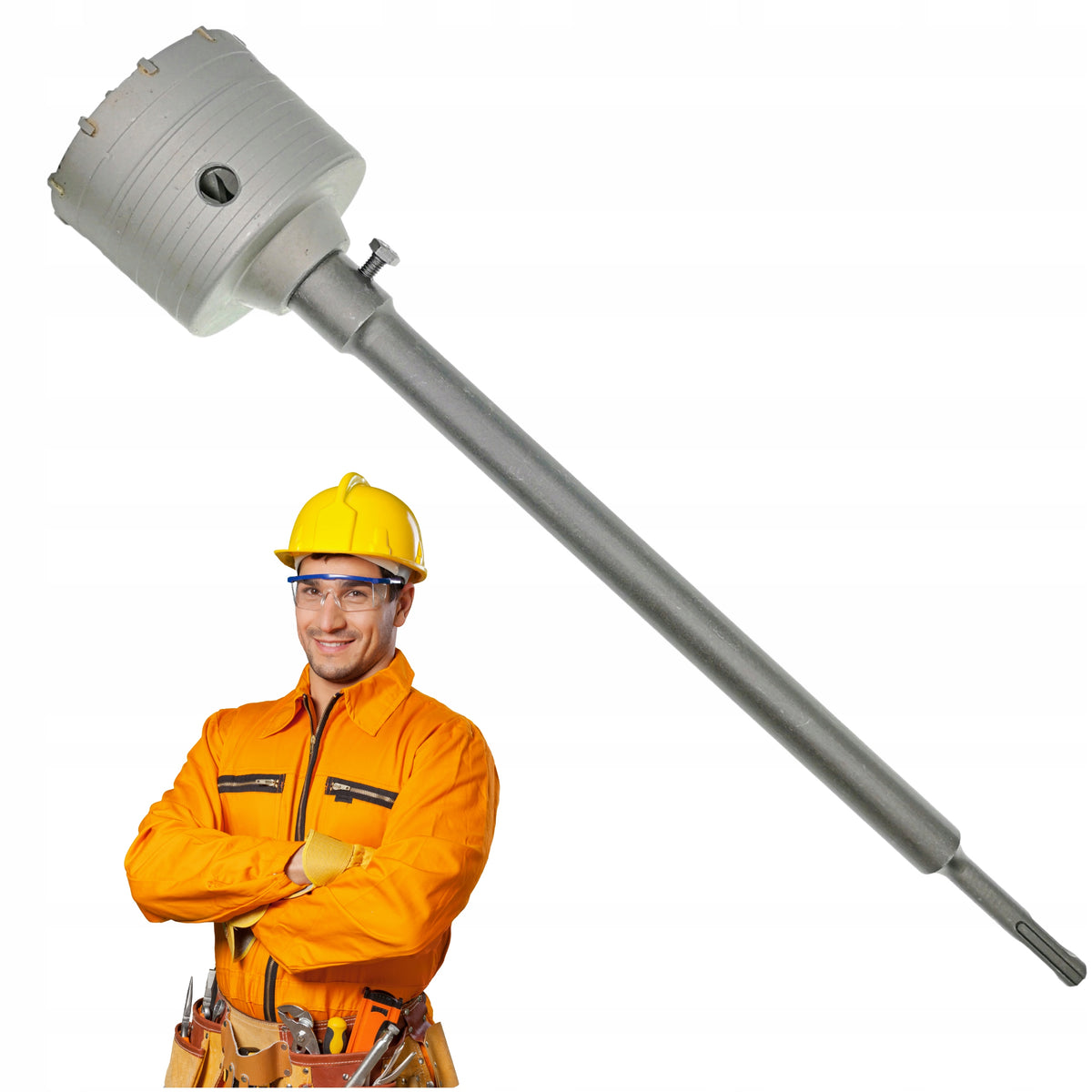 Zestaw Otwornica 150mm Uchwyt Adapter 350mm Do Betonu SDS-PLUS Stal Stopowa 150 mm