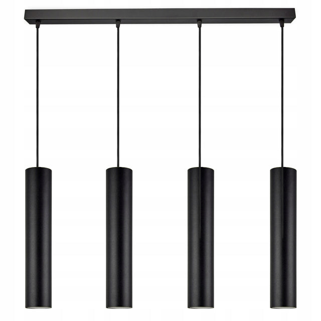 Lampa Wisząca Żyrandol Plafon Tuby Metal LED GU10 oprawa sufitowa czarna 4-punktowa do salonu i jadalni, 4x15 w