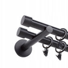 Nowoczesny karnisz podwójny simple ciche kółka 19mm / 220cm czarny MAT drążek do firan i zasłon, metalowy