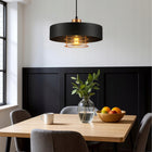Lampa wisząca LEDLUX LX1127 1 -punkty światła E27 czarna metalowa oprawa do salonu, jadalni i kuchni, klosz 20 cm