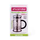 Zaparzacz tłokowy 1000 ml szklany kawiarka dzbanek do kawy herbaty kamille french press, praska, 4 filiżanki, mycie w