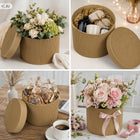 Flower Box kraft Naturalny 3 szt. Dekoracyjny Pudełko na kwiaty - Naturalny tekturowe opakowanie z pokrywką 26x16 cm do