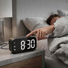 Budzik zegar elektroniczny duży wyświetlacz LED zegar budzik funkcja snooze cyfrowy do sypialni, czarny, średnica 9 cm