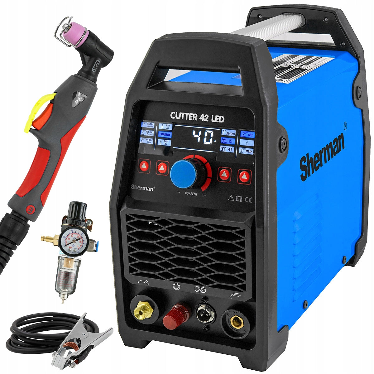 Przecinarka plazmowa 20mm plazma Sherman Cutter 42 LED AG60 2T 4T do cięcia metalu i blach, 40 a, zasilanie 230 V, 4,5