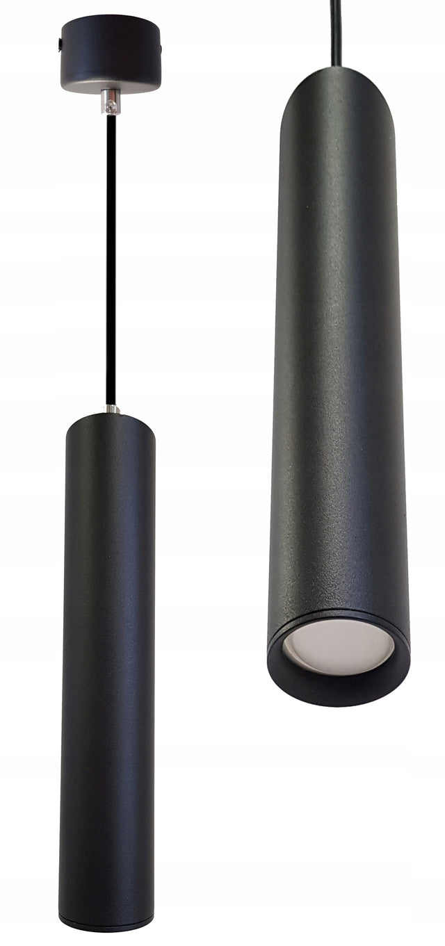 Lampa wisząca zwis żyrandol sufiowa tuba 29cm GU10 oprawa aluminiowa czarna 1 punkt świetlny 50 w wysokość 100 cm
