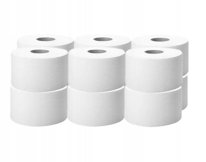 Papier toaletowy jumbo 2W Celuloza 100m x 12 rolek 1200m gruby biały higieniczny suchy do WC
