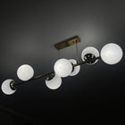 Lampa sufitowa wisząca żyrandol szklana kula 8xE27 LOFT 120cm złota biała oświetlenie do salonu i jadalni, 8 punktów