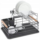 Suszarka do naczyń dwupoziomowa ociekacz talerze szara pojemna XXL metalowy stojak na naczynia, organizer kuchenny, 41