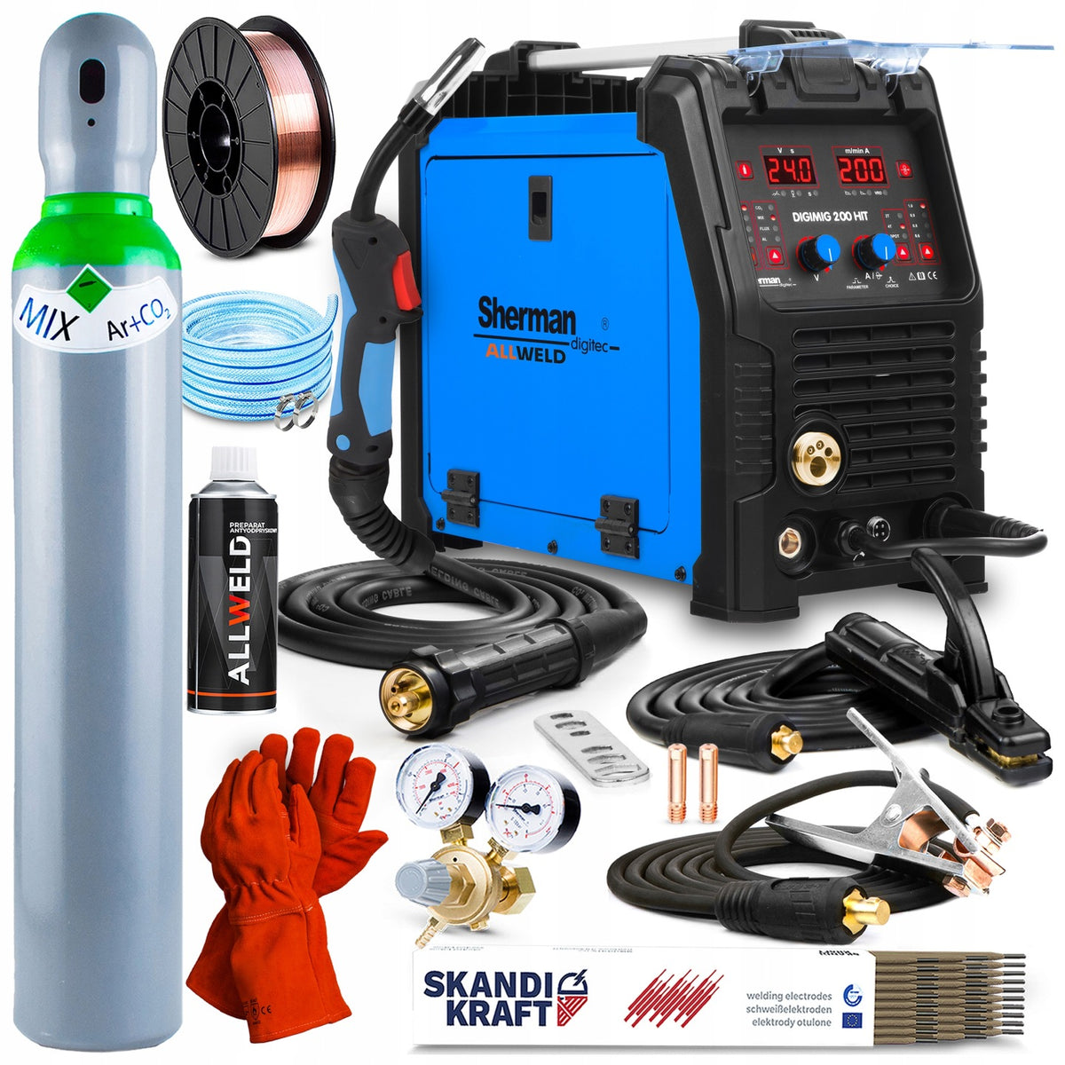 Spawarka sherman digimig 200 synergia MIG MMA TIG 200A 230V aluminium migomat inwertorowy półautomat do warsztatu