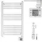 GRZEJNIK ELEKTRYCZNY ŁAZIENKOWY Drabinka Biały Ścienny 90x50cm 600W Timer 500 mm 900 mm grzewcza