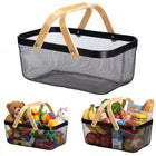 Kosz koszyk na owoce zakupy warzywa grzyby zabawki metalowy czarny duży pojemnik dekoracyjny z rączkami 40x25x18 cm do