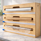 Bambusowy pojemnik dozownik na folię aluminiową spożywczą papier wellhaus organizer kuchenny do rolek