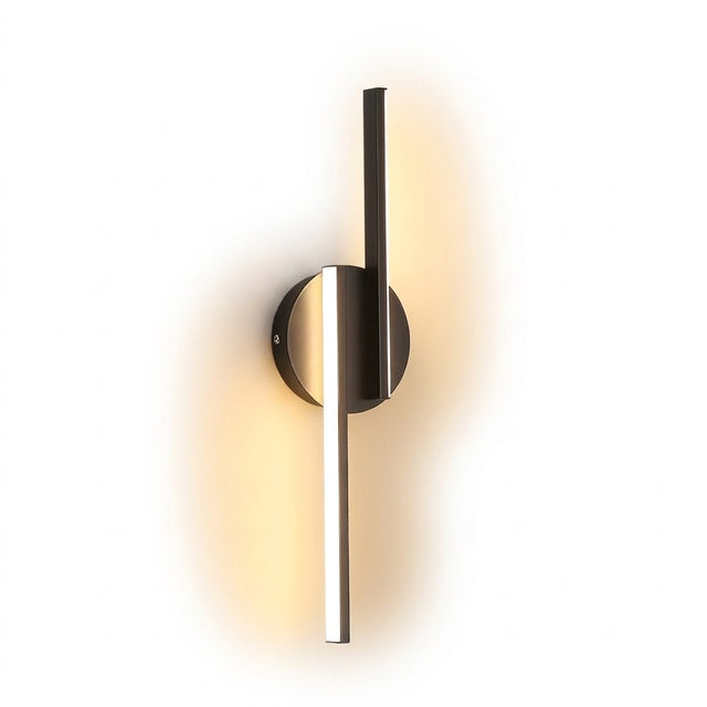 Czarna lampa ścienna LED kinkiet nowoczesny do salonu korytarza 45cm 16W 3000K metalowa oprawa 2 punkty świetlne ciepła barwa