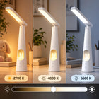 Lampka Na Biurko Nocna do Czytania LED Dotykowa CCT Biała Ściemnialna Bunny lampa stołowa do sypialni, 7 w, wysokość