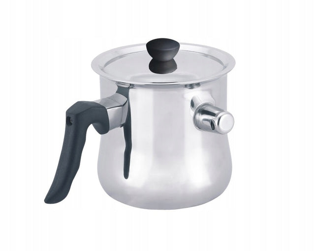 Konighoffer Garnek do mleka z gwizdkiem i pokrywką stal nierdzewna rondel 1,5 l, średnica 16 cm, powłoka nieprzywierająca