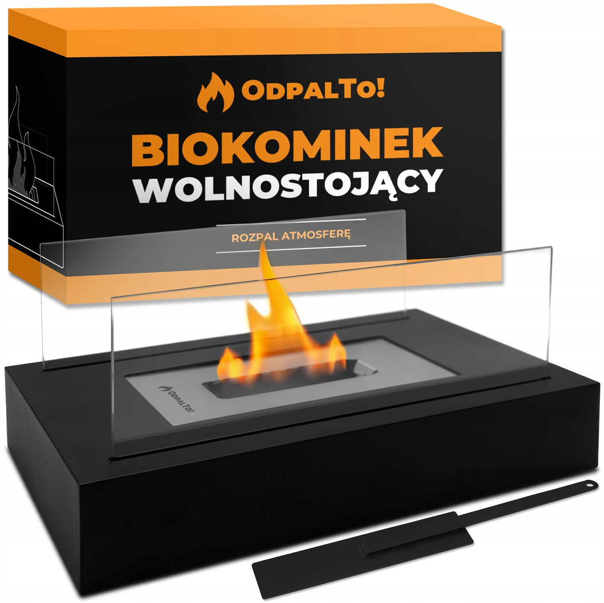 Biokominek na Bioetanol Wolnostojący Kominek Na stół do Domu Taras 100 ml dekoracyjny palnik stalowo-szklany 35x18x15 cm