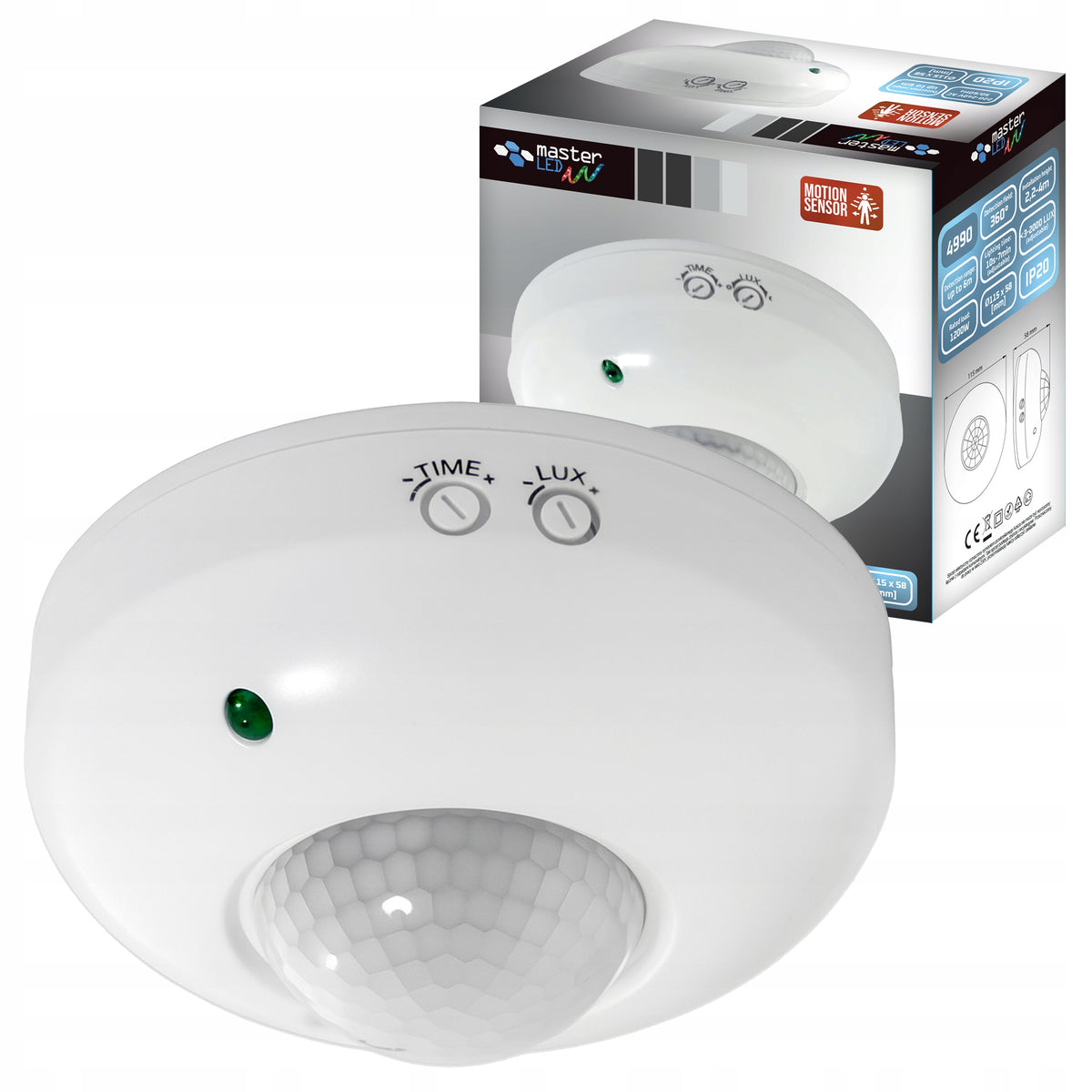 Czujnik ruchu LED zmierzchu PIR sufitowy na podczerwień regulowany detektor obecności do automatycznego włączania lamp