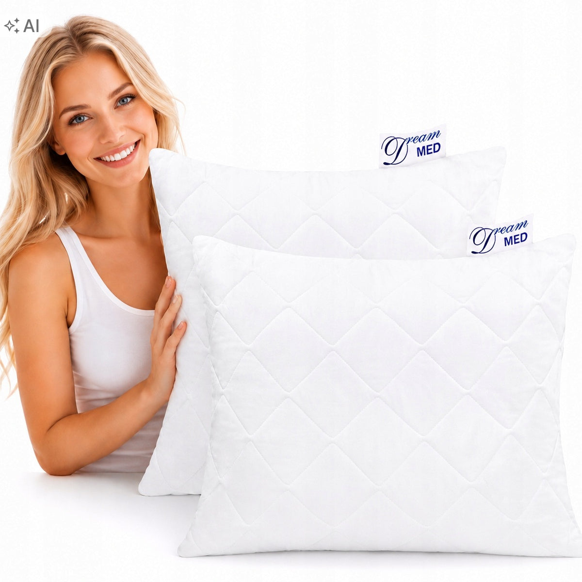 Poduszka do spania 70x80 Komplet Gruba produkt polski wypełnienie z włókien poliestrowych 900 g, do łóżka, tekstylia