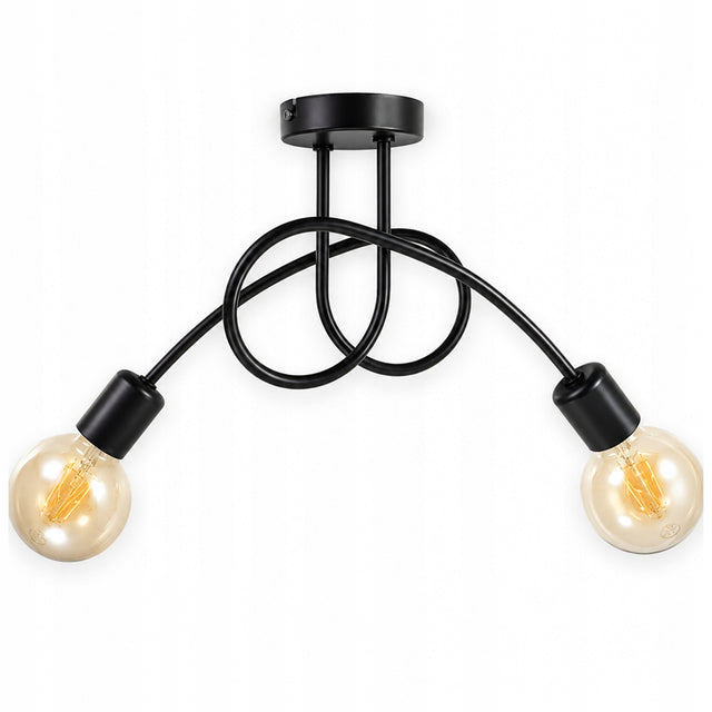 Sufitowa lampa wisząca plafon żyrandol czarny loft edison 2xE27 oprawa metalowa do salonu kuchni jadalni korytarza i sypialni