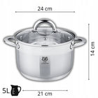 GARNEK STALOWY 5L NA INDUKCJE GAZ ze STALI NIERDZEWNEJ SZKLANA POKRYWA 24cm naczynie kuchenne do zup, makaronu i