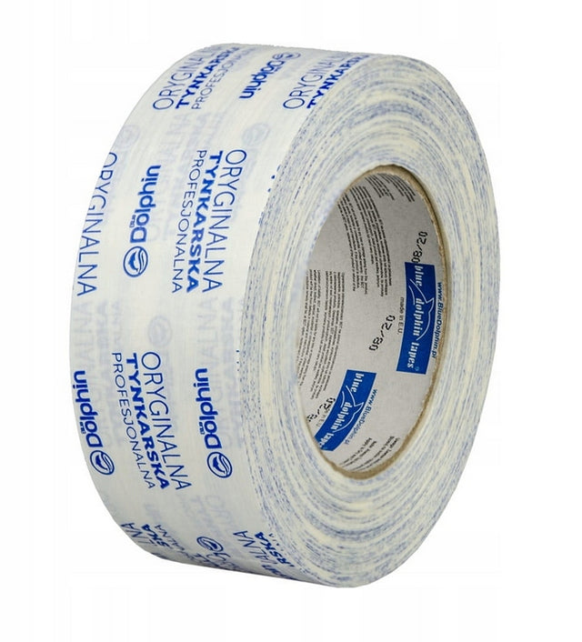 Taśma tynkarska malarska Blue Dolphin 30 dni biała 48 mm x 50 m elewacyjna UV do zabezpieczania powierzchni podczas tynkowania i remontu