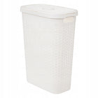 Kosz na pranie wysoki biały z tworzywa sztucznego 40l 46,4 x 26,5 x 60,5 CM pojemnik na brudną odzież do łazienki