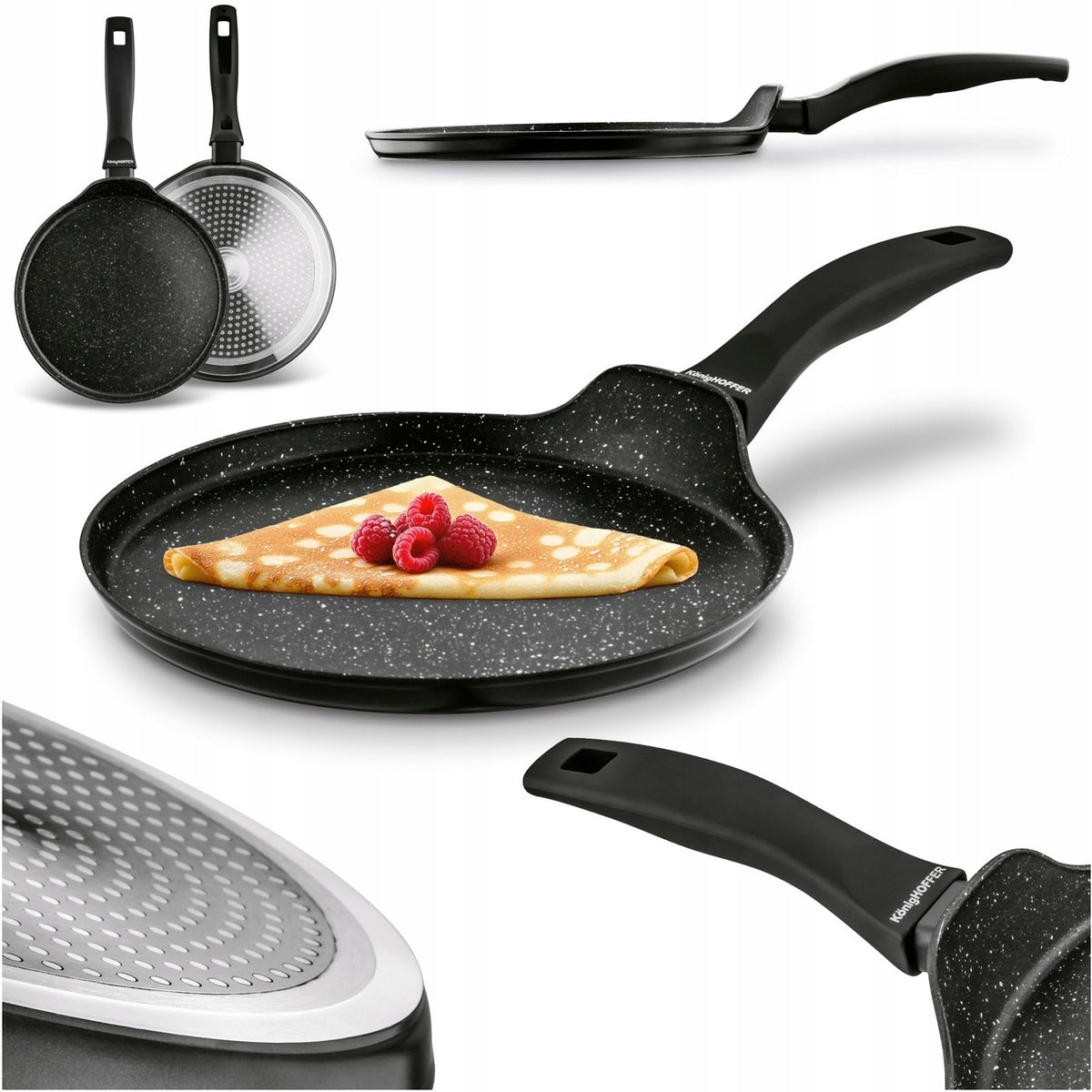 Patelnia do naleśników Indukcja pancakes Lekka Konighoffer Reina 24 cm nieprzywierająca do omletów i placków, na gaz