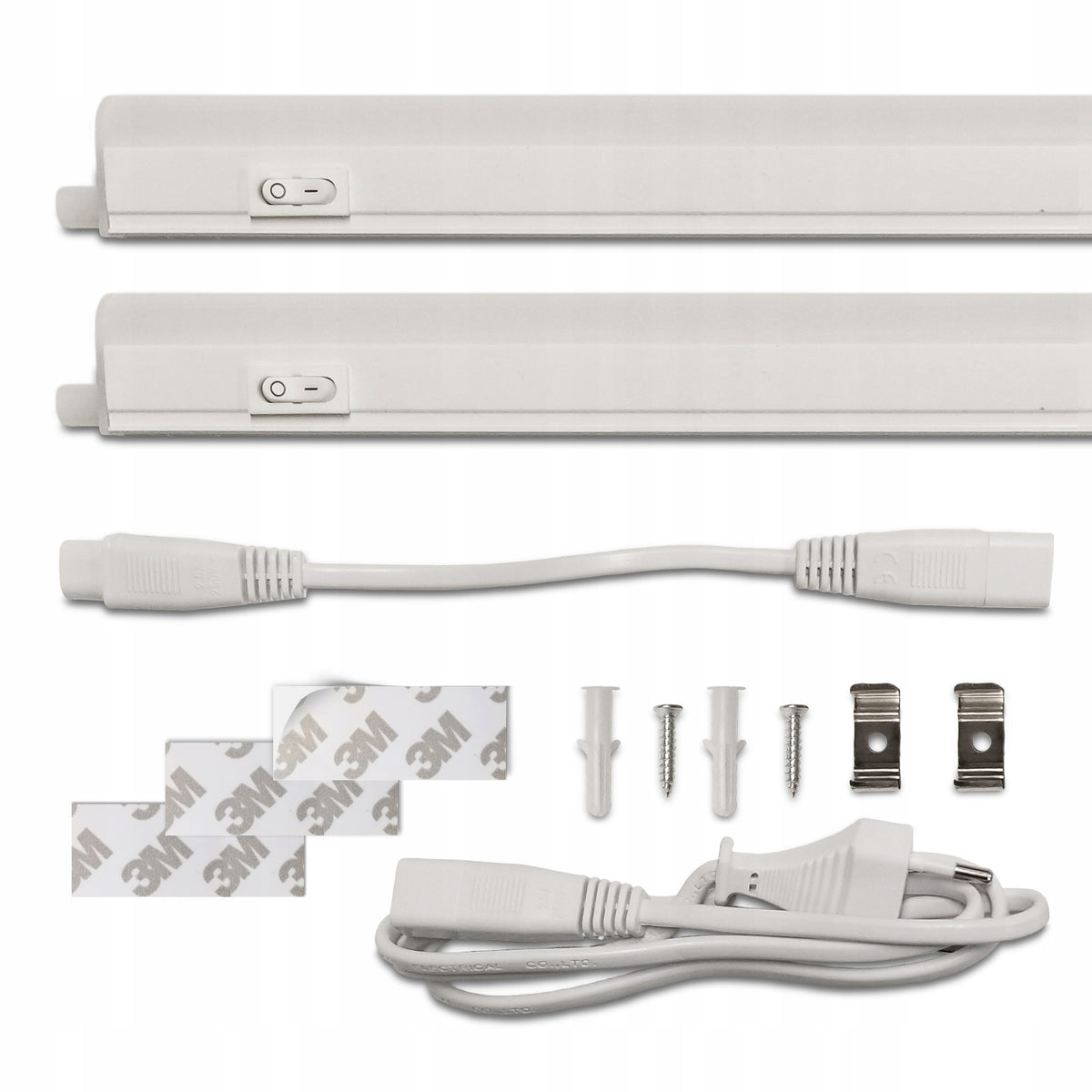 2x Listwa LED meblowa pod szafkę 8W 60cm + przewód oprawa podszafkowa 230V neutralna 880 lm